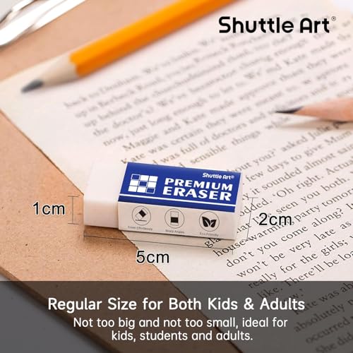 Image of Erasers, Shuttle Art 144 Pack Premium Eraser Bulk, White Erasers Classroom Set for Kids Teachers as School and Office Supplies