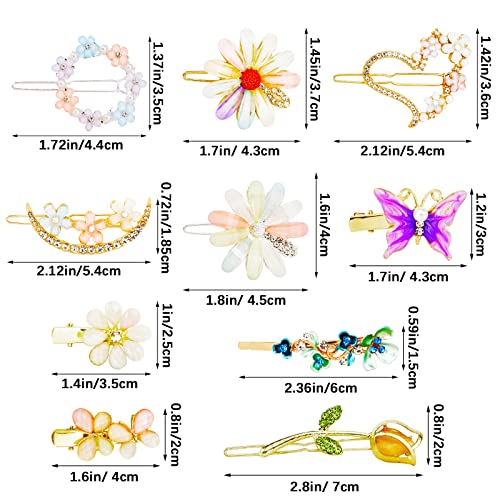 19Pcs Rhinestone Hair Pins, Glitter Crystal Flower Hairpins, Decorative Bobby Pins, Butterfly Flower Hair Clip Handmade Metal Barrettes For Women Girls Jewelry Party Wedding Accessories #TOP1