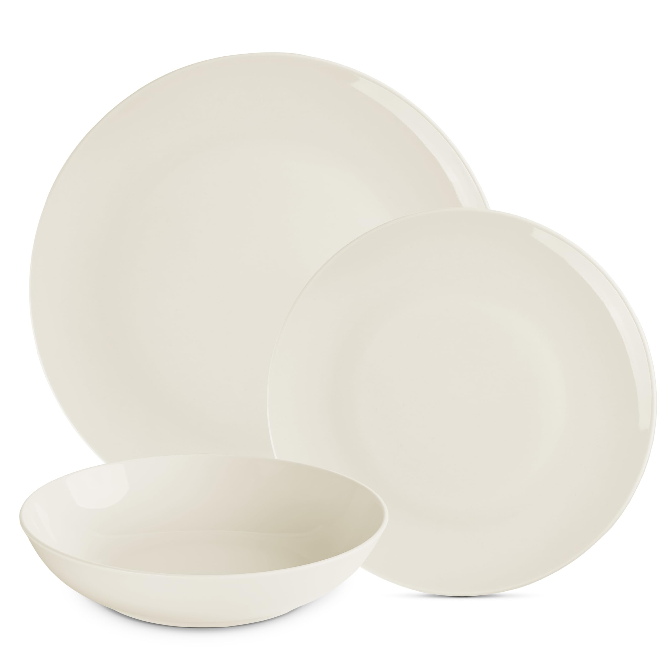 Gerlach Flow Geschirrset Für 6 Personen Teller-Set Aus Porzellan Geschirr 18-Teilig Tafelservice Essservice Suppenteller Speiseteller Weihnachtsgeschirr Moderne Service & Geschirrsets Elfenbeinfarbe