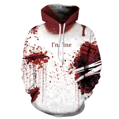 AdirHome Unisex Hoodie Herren Kapuzenpullover Bloody 3D Druck Hoodie Langarm Sweatshirt mit Taschen Halloween Wehnachten Christmas Geschenke (A3,XXL/XXXL) Cover