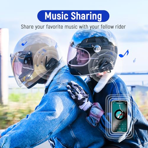Image of LEXIN MeshCom Motorcycle Bluetooth Headset, 24 Riders Mesh Communication System, Helmet Intercom with Audio Multitasking /Music Sharing /1150mAh Battery /FM, 40mm LEXINPULSE Speakers, 2 Mics, Dual Pack