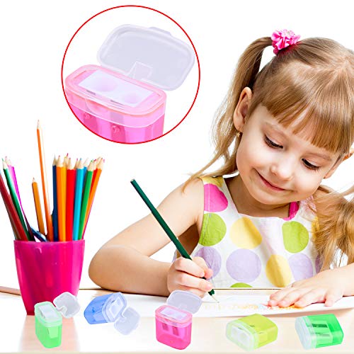 Ancefine 24 Pack Dual Hole Pencil Sharpener Manual Pencil Sharpeners With Lid For School Home Office Use #TOP6