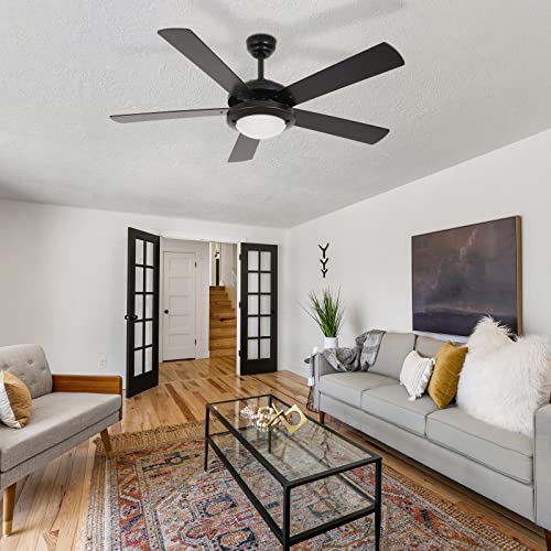 Hykolity 52 Inch Ceiling Fans With Lights(2*E26 Base Bulb Included) Remote Control, Reversible Motor And Blades, Etl Listed, For Patio Living Room, Bedroom, Office - Black #TOP7