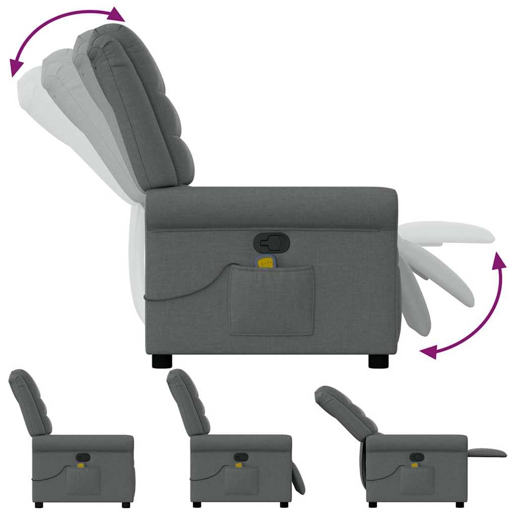 IKAYAA Sillón de Masaje Reclinable, Sillón De Relax, Sillon Masaje Relax Tela, Sillon Relax con Bolsillos Laterales Sofá Individual Sofá Relax Butaca Orejera para Salón Oficina Dormitorio Gris Oscuro
