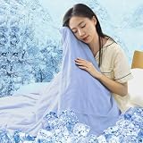LUCKINSLEEP 掛け布団 ダブル【帝人+光触媒二重抗菌】冷感 Q-MAX0.52 CICA保湿超柔らか 雲に包まれる 夏用 肌掛け 布団 軽量 スムースニット 抗菌防臭防ダニ リバーシブル 春夏秋用 フィットキルト キルトケット 洗濯機で洗える (180x200cm ブルー）