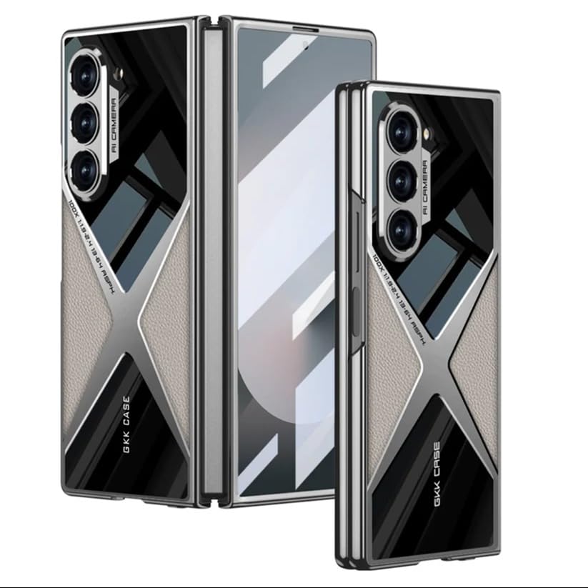 Image of MILLION CASES Back Cover Case for Samsung Galaxy Z Fold6 Shockproof Protective Polished Guard Business Leather Case for Men & Boys(Natural Titanium)