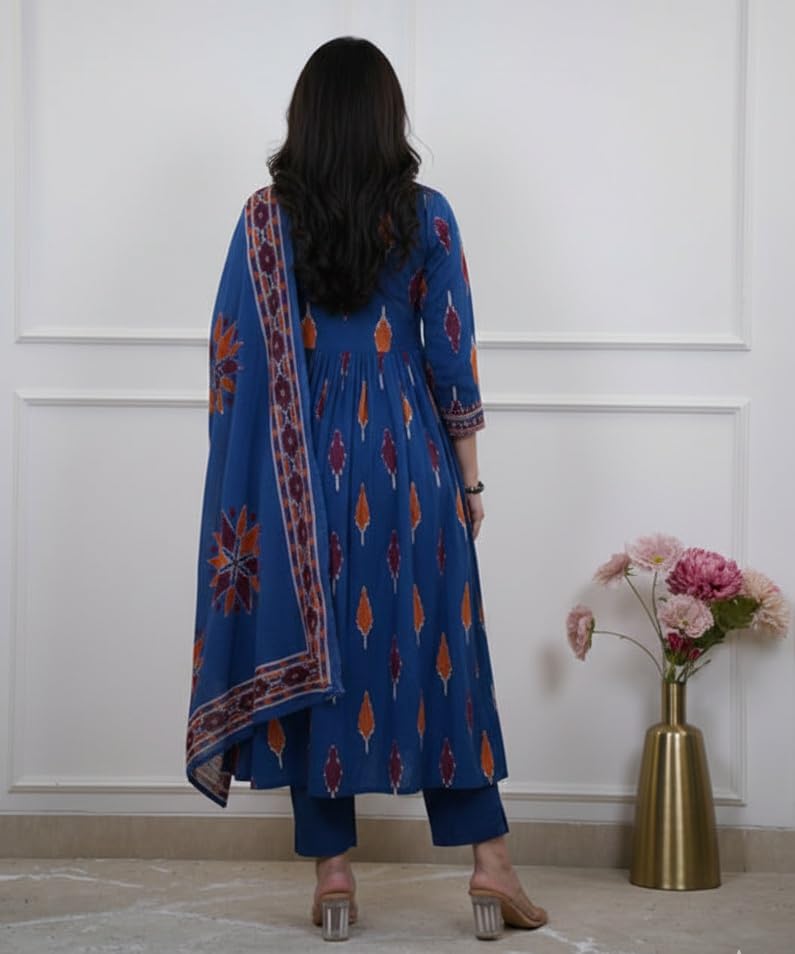 Image of Nermosa Women Printed Kurta and pant set with Dupatta