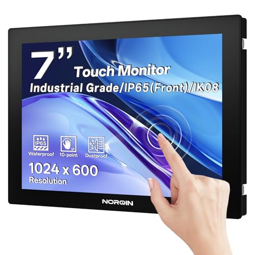 Image of 7 Inch Industrial Touchscreen Monitor,10-Point Capacitive Touch IP65 LCD Display 16:9,with VESA HDMI /VGA /DVI /USB /Audio,for Medical & Industrial & Kiosks POS.1024 * 600
