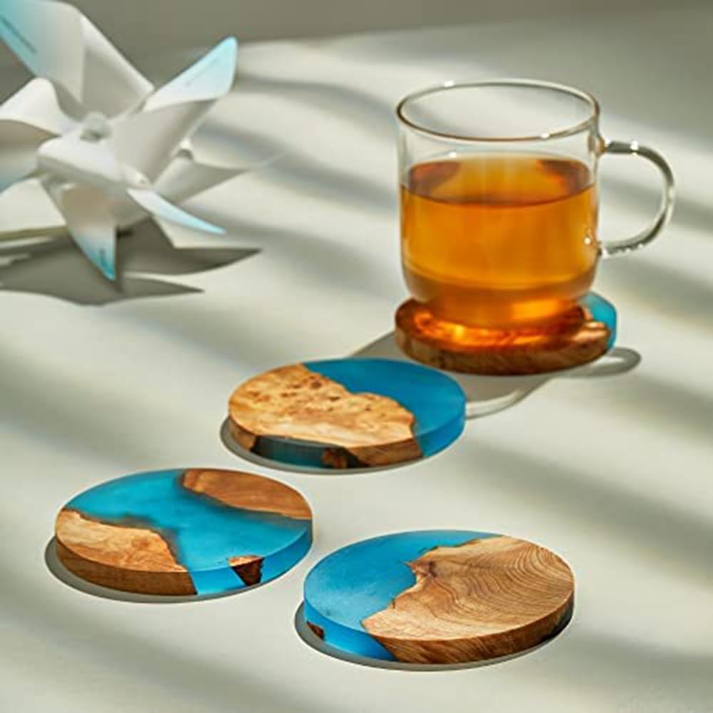 Paquete de 4 Posavasos de Madera con Resina Epoxi, Posavasos de Bar para Bebidas, Posavasos Modernos para Bar, Cocina, Casa, Apartamento