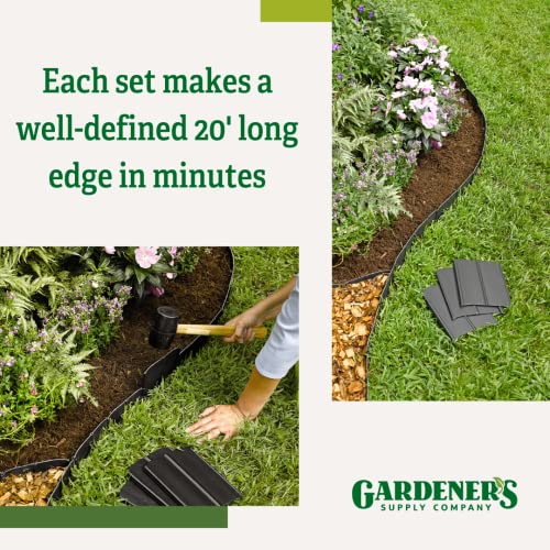 Gardener\'s Supply Company Easy Pound-in Landscape Edging Kit | Outdoor Interlocking Garden Border | Made with Weatherproof Recycled Plastic - 8\" Tall, 20\' Long