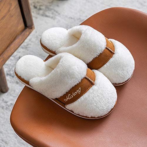 XZDNYDHGX Memory Foam Comfortable Flax Shoes,Women Winter Slippers Cartoon Shoes Non Slip Soft, House Slippers Indoor Bedroom Lovers Couples White UK 6.5-7