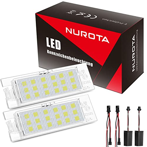 NUROTA Éclairage Plaque Immatriculation Arrière à LED pour Astra G H J K, Corsa A B C D E, Insignia A, Zafira B, Vectra A B C, Meriva A, Adam - Avec...