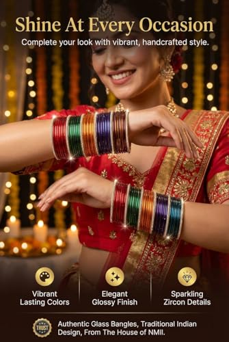 Image of NMII Glass with Plain and Glossy Finished Bangle Set For Women and Girls