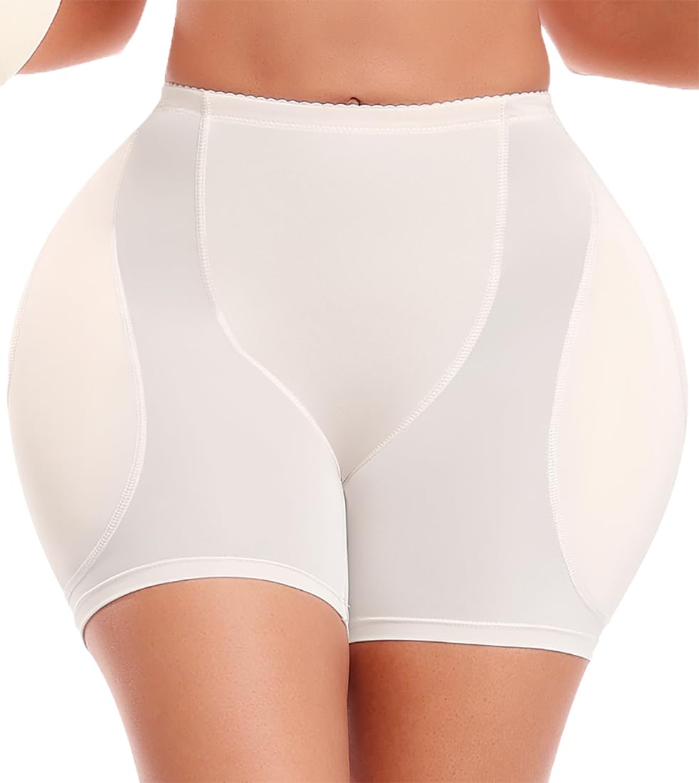 Femme Culotte Sculptante Rembourrée Taille Haute Shapewear Remonte Fesses avec Coussinet Amovible
