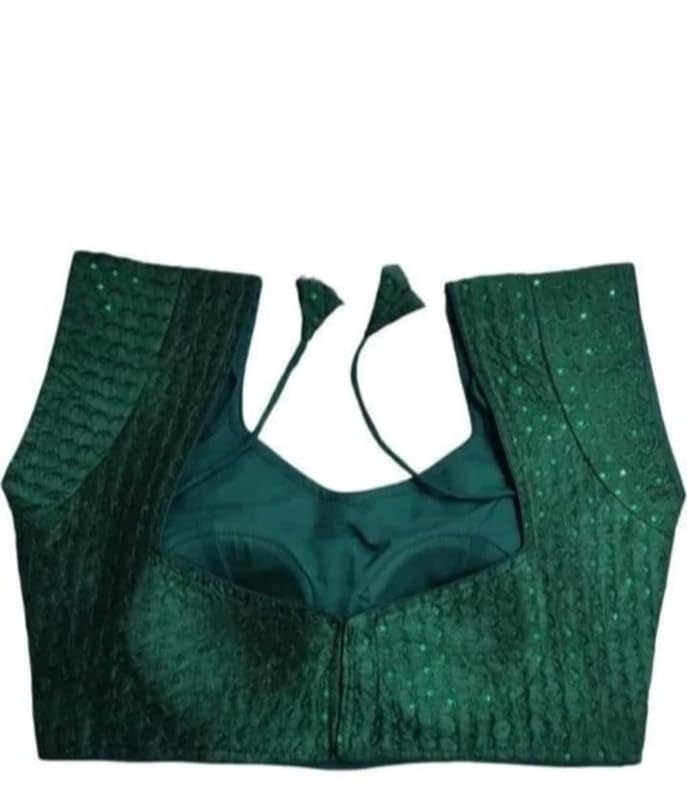 Image of Balaji Enterprises Women's Cotton Silk Collar V Neck Short Sleeve Readymade Saree Blouse