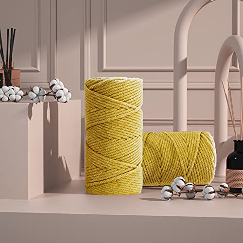 Image of ZUEXT Macrame Cord, Ginger, 5mm x 109yds Cotton String Macrame Yarn | 100% Natural Handmade, 4 Strands Twisted Cotton Rope, For Wall Hanging Plant Hangers Gift Wrapping Tapestry DIY Crafts, 100m