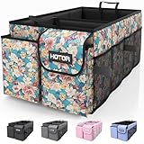 HOTOR Trunk Organizer- Car Organizer, Foldable Trunk organizer for SUVs & Sedans, Sturdy Car Organization for Car Accessories, Tools, Sundries, Blue Flower, 2 Compartments, 21.3"×12.6"×10.6"