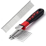 QUMY Dog Comb Kit-Dematting Rake Comb for Dogs Metal Cat Dog Grooming Brush
