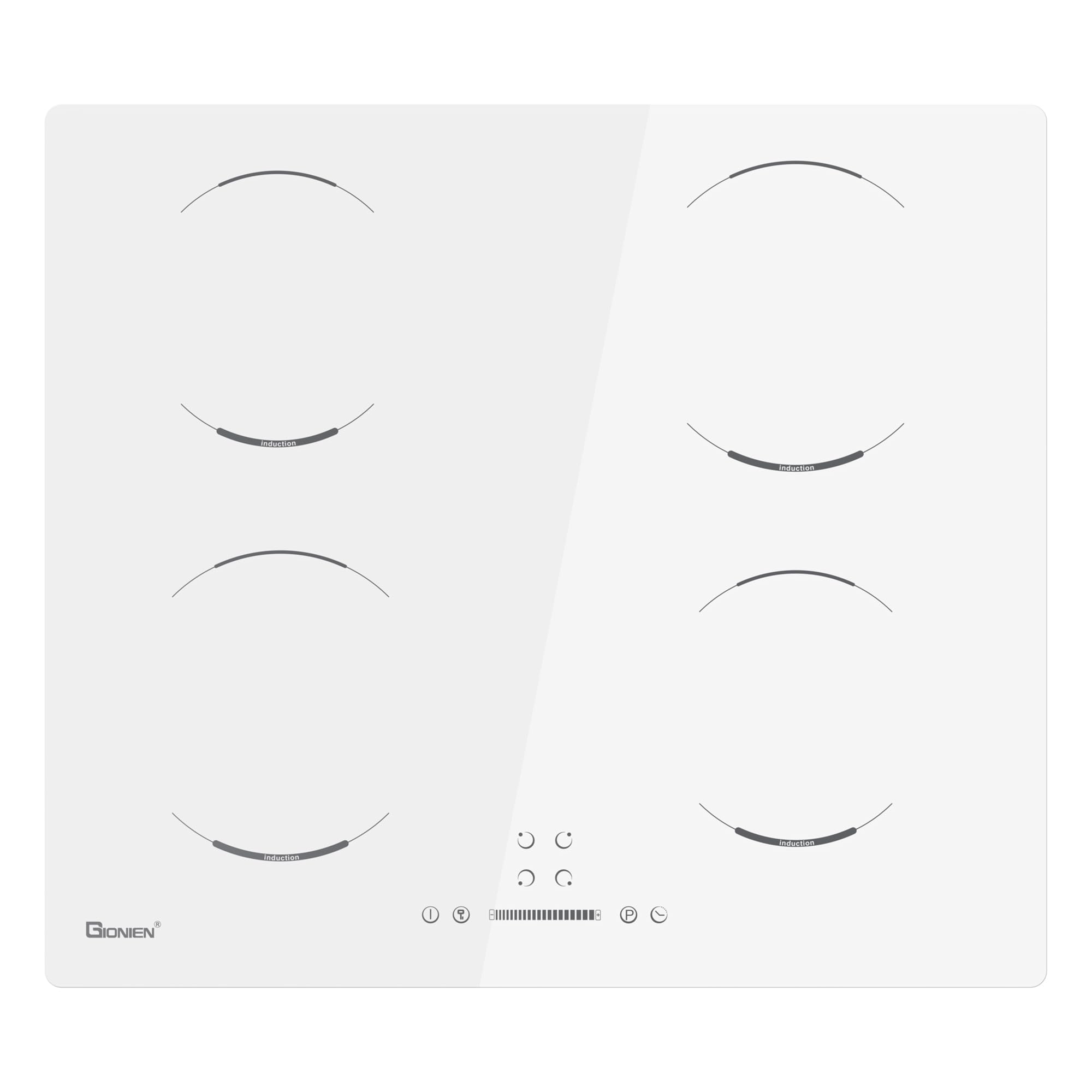 Piano Cottura A Induzione GIONIEN 60cm - 4 Fuochi 6400W | Vetro Ceramico Bianco - Foto 4
