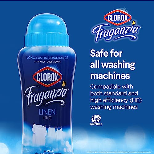 Image of Clorox Fraganzia Laundry Scent Booster Crystals, In-Wash Fragrance Beads for Fresh-Smelling Clothes & Linens, Safe for All Fabrics & Colors, Linen Scent, 18 Oz, 2 Pack