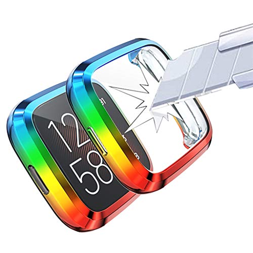 Shan-S Compatible for Fitbit Versa 2 Case,Colorful Slim Ultra Thin TPU Case Cover
