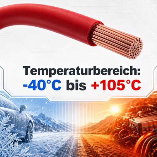 DCSk Kfz-Kabel 2,5mm² 10m FLRY B asymmetrisch 2.5 mm² Fahrzeugleitung Kfz Litze Farbset rot schwarz 2 5mm2