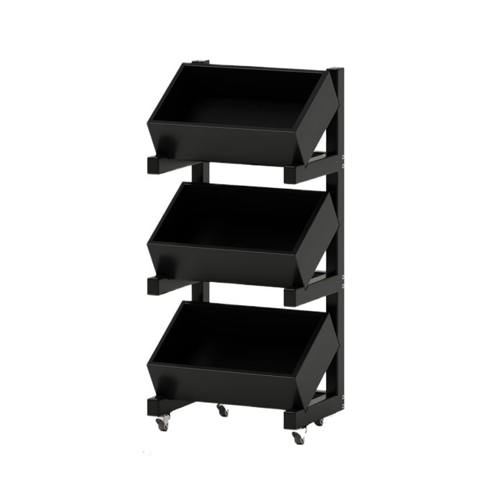 ZYYANSHOP Bookshelf Movable Wooden Floor Standing Bookshelf with Wheels 3-Tier Storage Rack for Home Office