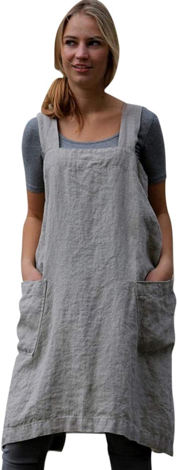 Amazon Co Jp Aliciga サロペット エプロン スカート オーバーオール 綿麻 ゆったり ジャンパースカート ポケット ベスト 原宿系 ドレス ワンピース 秋冬 ファッション 服 ファッション小物