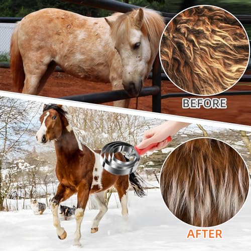 image for Kjsdn 4-Ring Reversible Stainless Steel Brush - Double-Sided Shedding 