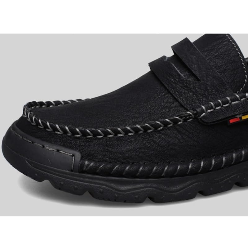 Shoes Men's Outdoor Slip-on Loafers Versatile Comfortable Round-Toe Oxford Shoes Men Fashionable Thick-Soled Non-Slip Shoes for Travel Shopping Driving4