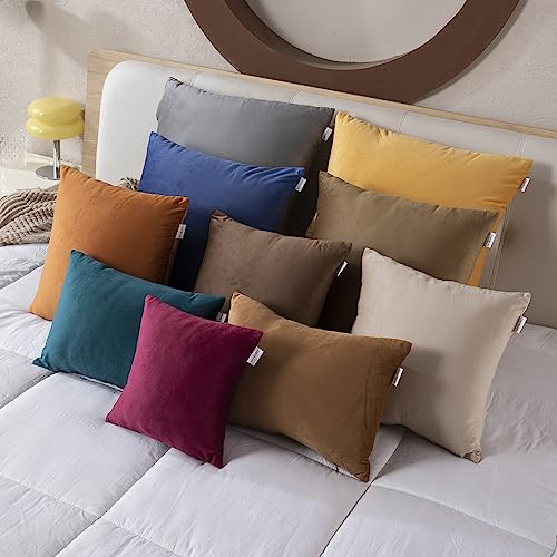 Image of HOKIPO Velvet Cushion Cover 22x22 in / 55x55 cm, Moss Brown, Pack of 2 (IN-579-MBRN-22IN*2)