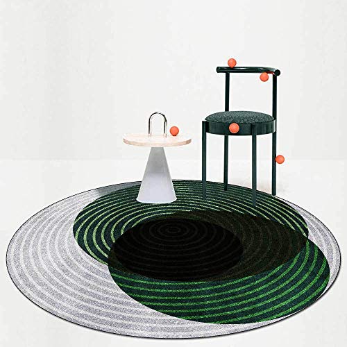 LONGSAO Alfombra De Diseño ø 110 cm Moderno Alfombras para Sala De Estar Alfombra Moderna Alfombras Salon Grandes Home Gris Verde geométrico Minimalista Moderno