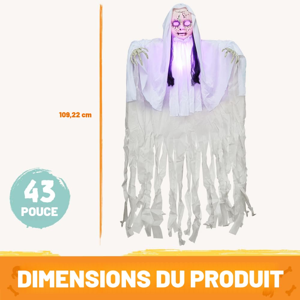 Lamptobe Lanterne Halloween 19 CM de Haut, Decoration Halloween avec lumière LED, Halloween Lanterne Portables, Lanterne de Halloween Decoration pour accessoires de fête d'Halloween - 2 pièces