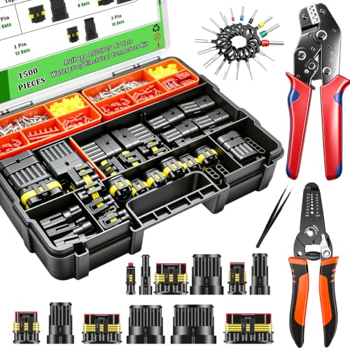 Conectores eléctricos impermeables con alicates de crimpadora de trinquete kit de 1500 piezas