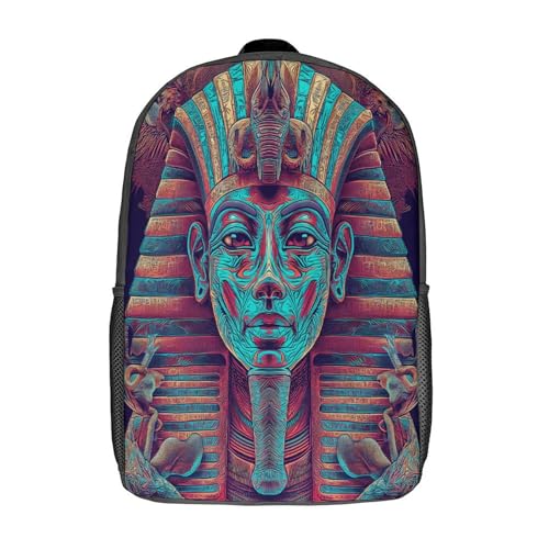 Sac à dos d'école pour filles motif pharaon égyptien et grand format 17"
