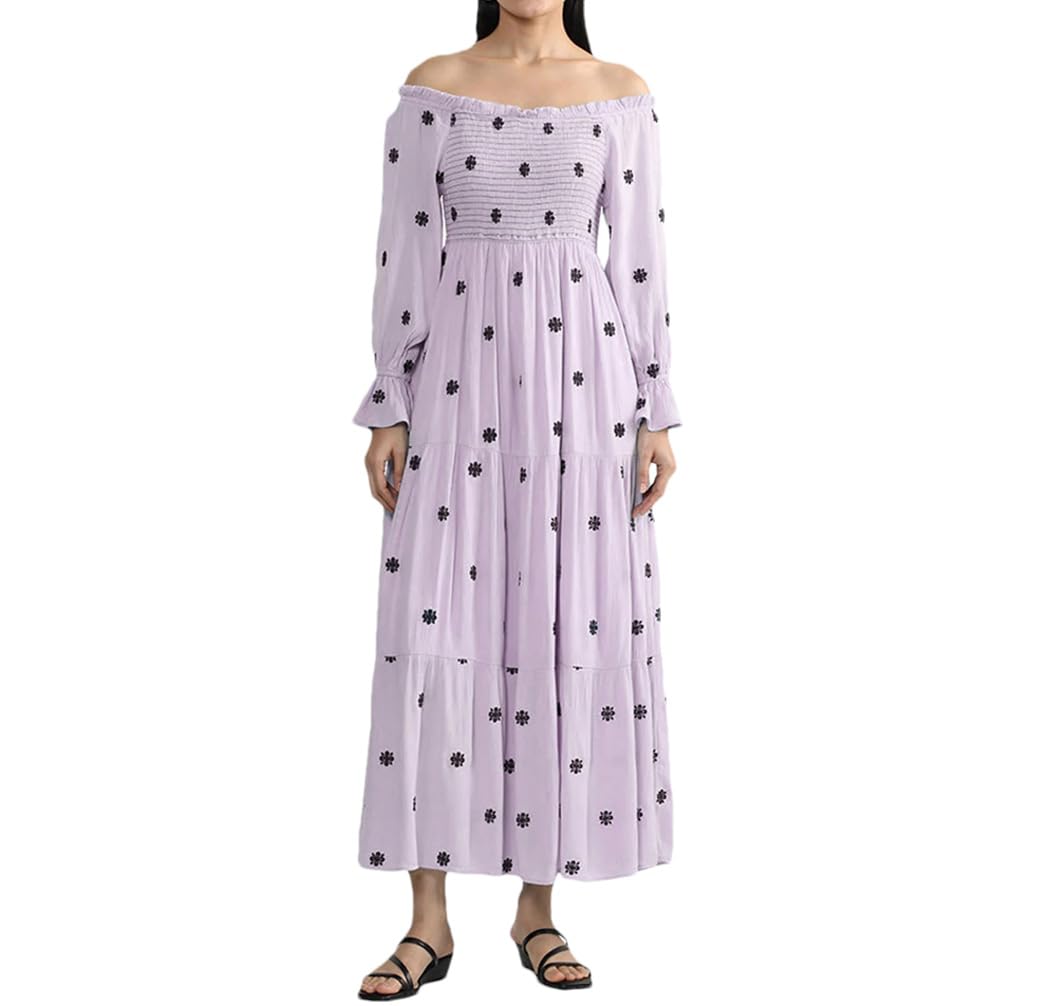 Vestidos bohemios florales para mujer, con estampado floral, manga larga, fruncido, sin espalda, vestido midi
