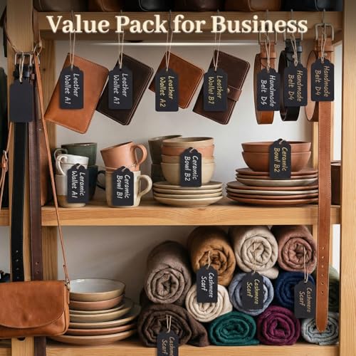 Image of SallyFashion 125pcs Black Paper Gift Tags with Free 200 Root Natural Jute Twine