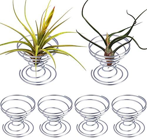 Shappy 6 Pieces Air Plant Stand Airplant Container Tillandsia Holder Stainless Steel Plant Display Racks, Silver