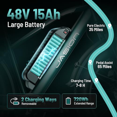 Image of Jasion EB5 MAX /Ultra Electric Bike for Adults with 2000W /2500W Peak Motor, 48V 15Ah (720Wh) /52V 20Ah Battery Electric Mountain Bike, 26'' x 4'' Fat Tire Ebike, 28+MPH Speed, Cruise Control