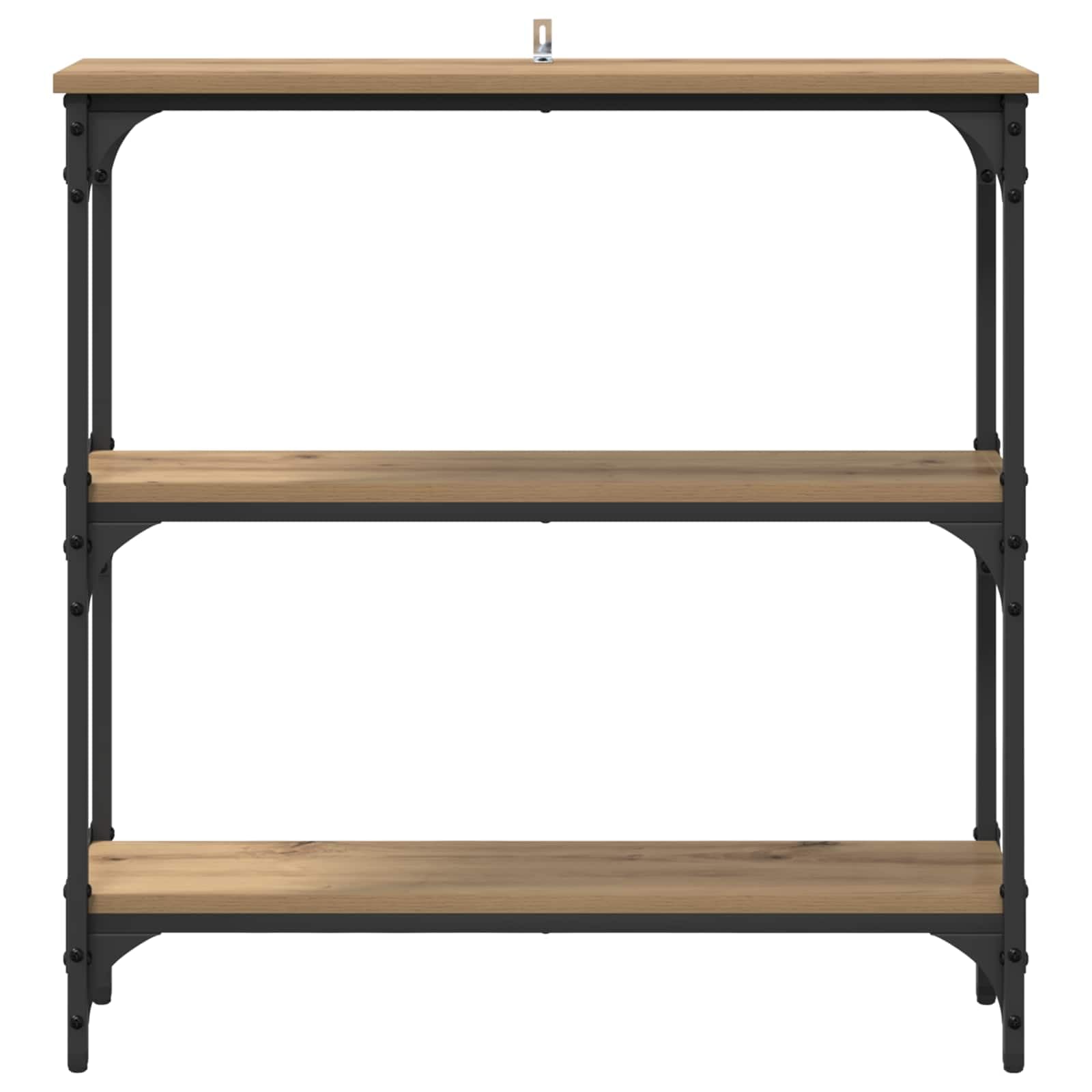 Tavolo Consolle Industriale in Legno e Metallo, 75x22,5x75 cm | Mobiletto stretto salvaspazio con 3 ripiani per corridoio e soggiorno, ideale per esporre piante e decorazioni.