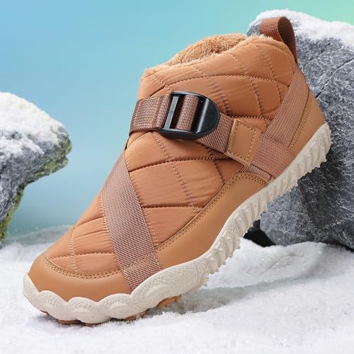 Image of Winter Footwear Barefoot Shoes Women Men Zero Drop Barefoot Hiking Boots Slip On Warm Waterproof Snow Boot Minimalist Wide Toe Ankle Booties Five Finger Hike Shoes Outdoor