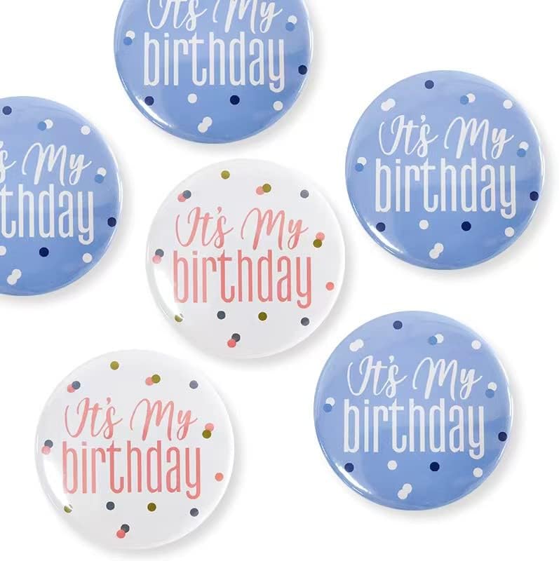 Miniatura 3 de 2 pines para insignia de cumpleaños con botón de feliz cumpleaños, para adultos, niños, hombres o mujeres, decoraciones de fiesta (azul, blanco y
