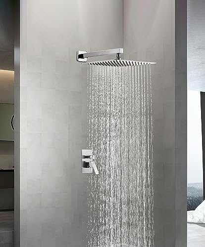 Image of Ruhe Ultra Sleek 304-Grade Stainless Steel Overhead Shower with Chrome Finish| 4x4 Inches Rain Shower for Bathrooms| Powerful Square Showerhead with Easy-to-Clean Silicone Nozzles| WITHOUT SHOWER ARM