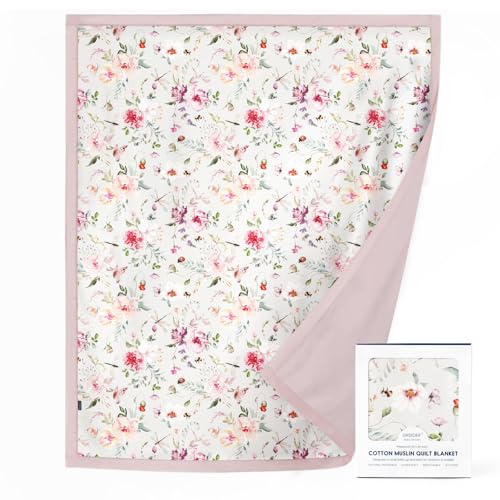 Image of GRSSDER Cotton Muslin Quilt Blanket - Silky Soft and Breathable Kids' Throw Blanket, Oversized Muslin Blankets for Newborns, Toddlers & Kids, 6 Layers Reversible Design for All Seasons, 55 inch x 69 inch