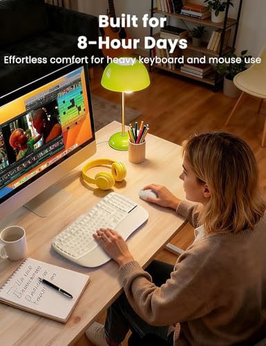Image of SABLUTE White Wireless Keyboard and Mouse Combo, Light up Ergonomic Keyboard Set, 2.4G Full Size Ergo Wave Key Board with Cushioned Plam Rest, Silent Mouse, for Computer /Laptop /Windows /Mac