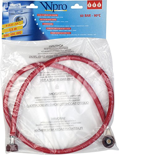 wpro TAC158 - Waschmaschinenzubehör/ Geschirrspülerzubehör/ Zulaufschlauch für Warmwasser LUXE (1,5m), 60 Bar, 90°C/ Gerade-Gewinkelt/ Für Waschmaschinen und Geschirrspüler/ Universell