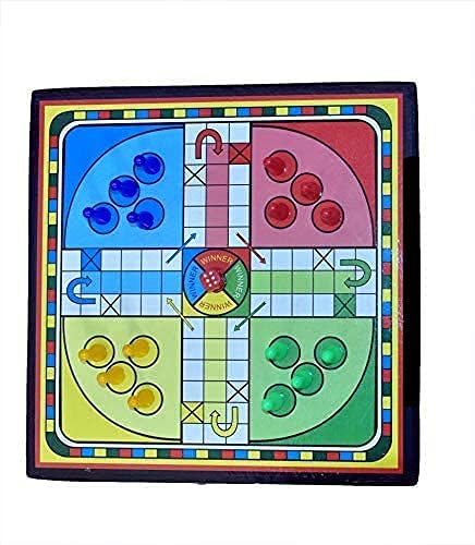 Image of PMG Wooden Ludo Game Snakes Ladders & Chess Board Combo with 2 Set of Ludo with dice Coins 1 Chessmen Coins Set (16x16 Inch Combo Ludo, Snakes-Ladders & Chess)