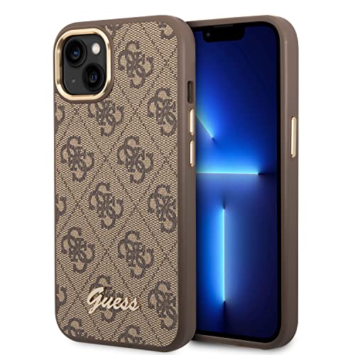 Guess Coque pour iPhone 14 Plus en Marron 4G Motif & Logo SC