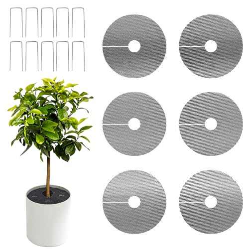 Bekeify 6 Piezas 30 CM Rejillas para Macetas con 10 Clavos en Forma de U Rejilla Protectora de Suelo para Macetas Cortable Adecuada para la Protección de Las Plantas