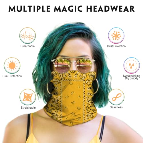 Image of Venswell Neck Gaiter Face Mask Men Women,Seamless Bandana Rave Face Cover Scarf Mask,Balaclava,Headband, Head Wrap,Headwear